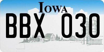 IA license plate BBX030