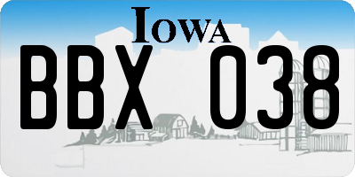 IA license plate BBX038