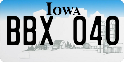 IA license plate BBX040