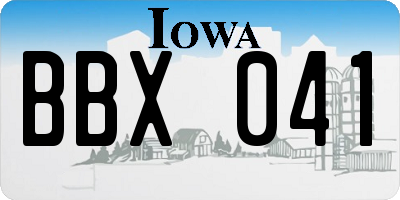 IA license plate BBX041