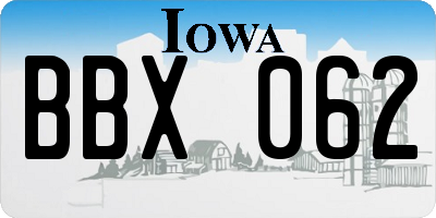 IA license plate BBX062