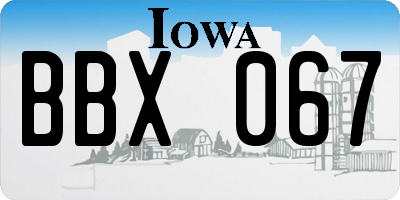 IA license plate BBX067