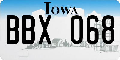 IA license plate BBX068