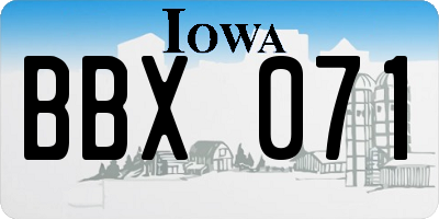 IA license plate BBX071