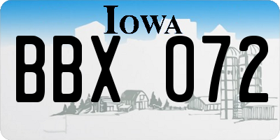 IA license plate BBX072