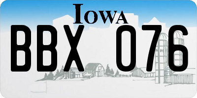 IA license plate BBX076