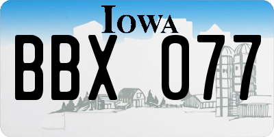 IA license plate BBX077