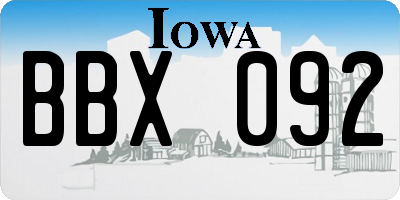 IA license plate BBX092