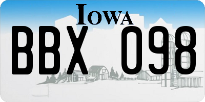 IA license plate BBX098