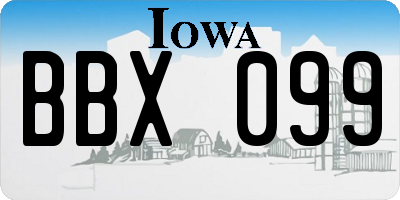 IA license plate BBX099