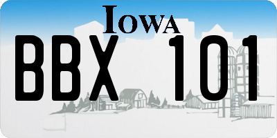IA license plate BBX101