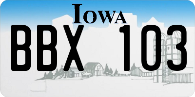 IA license plate BBX103