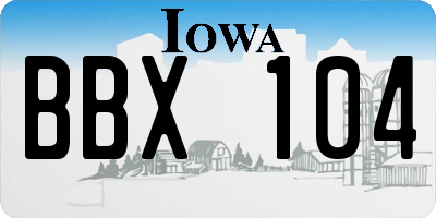 IA license plate BBX104