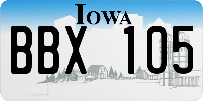 IA license plate BBX105