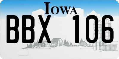 IA license plate BBX106