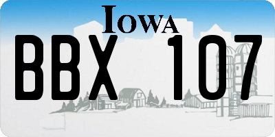IA license plate BBX107