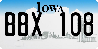 IA license plate BBX108