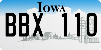 IA license plate BBX110