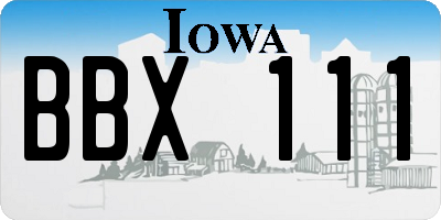 IA license plate BBX111