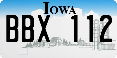 IA license plate BBX112