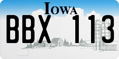 IA license plate BBX113