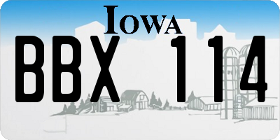 IA license plate BBX114