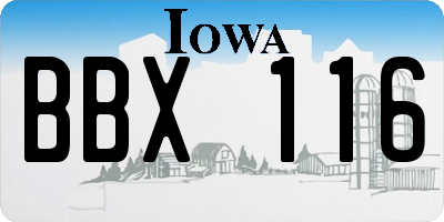 IA license plate BBX116