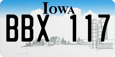 IA license plate BBX117