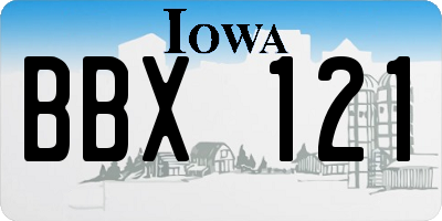 IA license plate BBX121