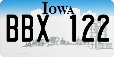IA license plate BBX122