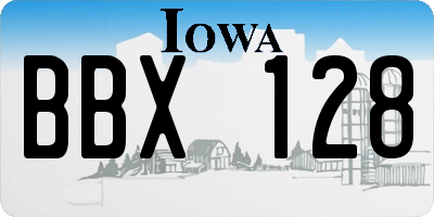 IA license plate BBX128