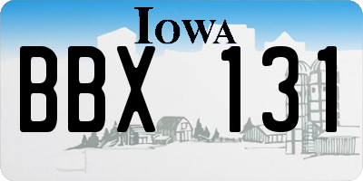 IA license plate BBX131