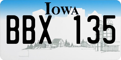 IA license plate BBX135