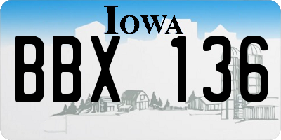 IA license plate BBX136