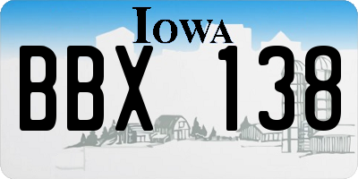 IA license plate BBX138