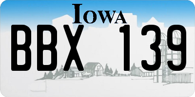 IA license plate BBX139