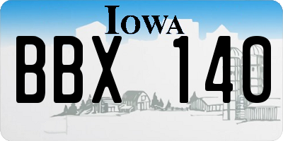 IA license plate BBX140