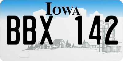 IA license plate BBX142