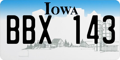 IA license plate BBX143