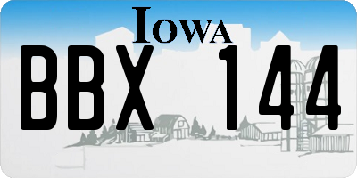 IA license plate BBX144