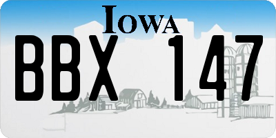 IA license plate BBX147