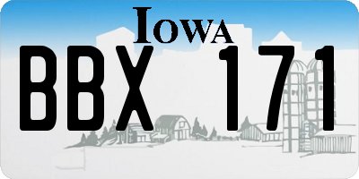 IA license plate BBX171