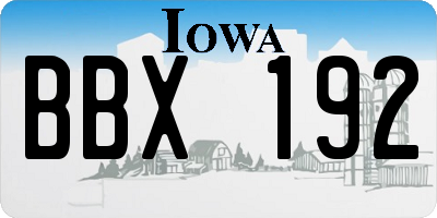 IA license plate BBX192