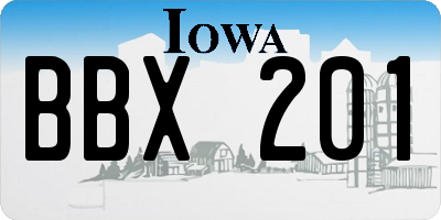 IA license plate BBX201
