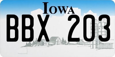 IA license plate BBX203