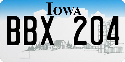 IA license plate BBX204