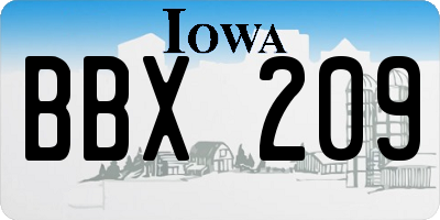 IA license plate BBX209