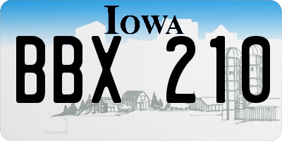 IA license plate BBX210