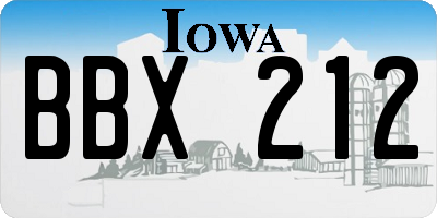 IA license plate BBX212