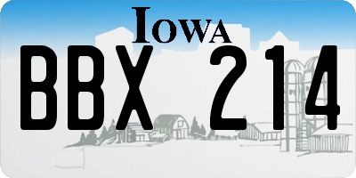 IA license plate BBX214